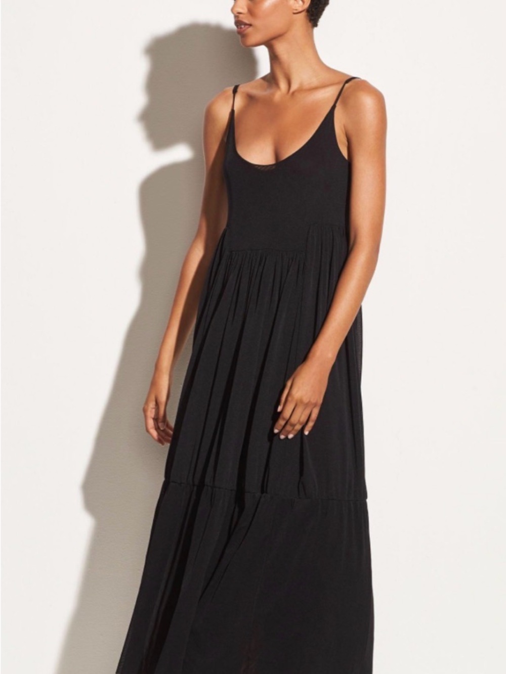 Vince Gathered Knit Cami Spaghetti-Strap Maxi Dress - Women